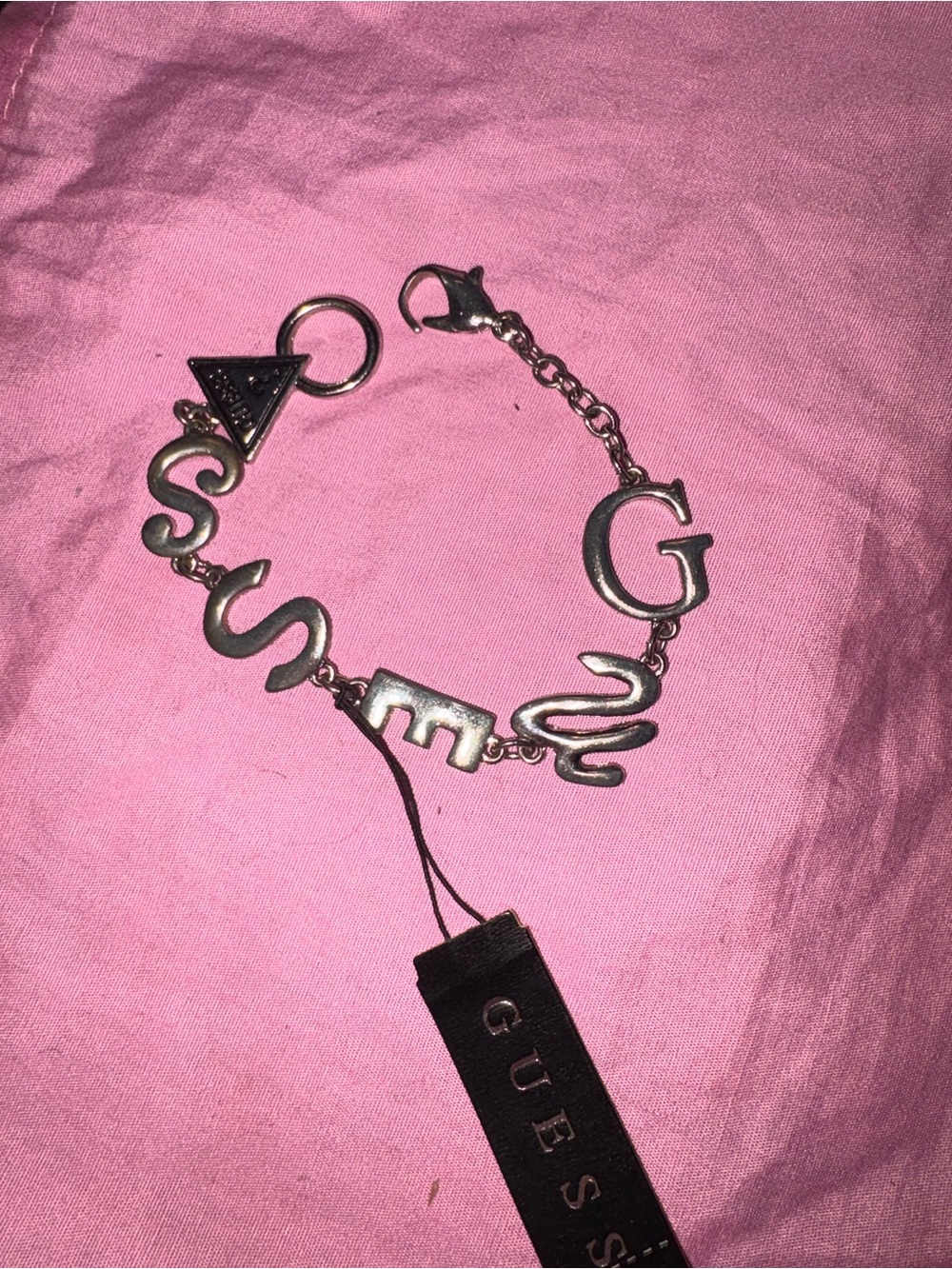 Guess Silvertone logo bracelet